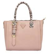 Pink Self Design Animal Print Handbag