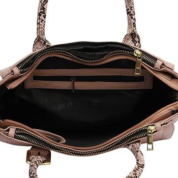 Pink Self Design Animal Print Handbag 3