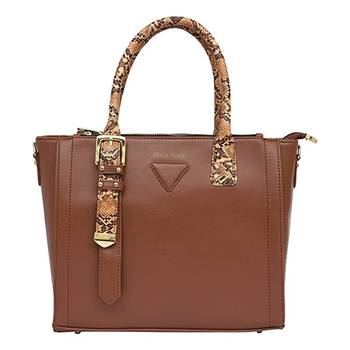 Tan Self Design Animal Print Handbag 1