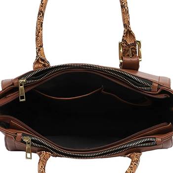 Tan Self Design Animal Print Handbag 3