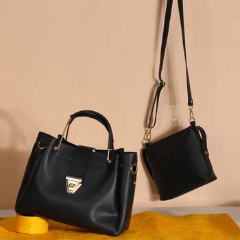 Black Solid Handheld Bag 1