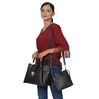 Black Solid Handheld Bag 3