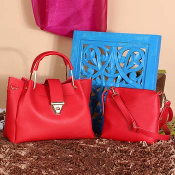 Red Solid Handheld Bag 1