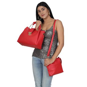 Red Solid Handheld Bag 5