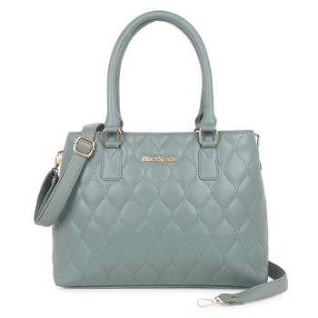 Green Quilted Solid Handheld Bag 1