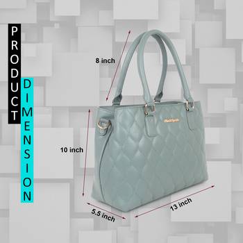 Green Quilted Solid Handheld Bag 5