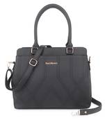 Black Solid Embroidery Handheld Bag