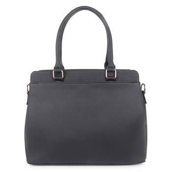 Black Solid Embroidery Handheld Bag 2