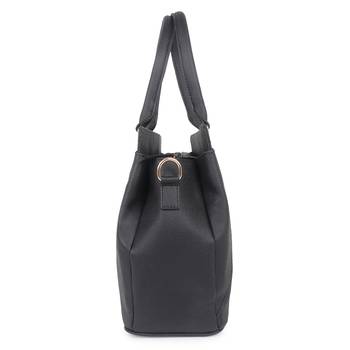 Black Solid Embroidery Handheld Bag 3