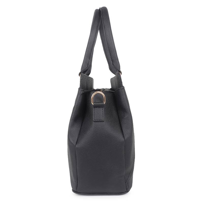 Black Solid Embroidery Handheld Bag