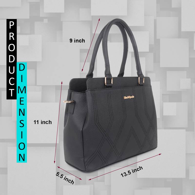 Black Solid Embroidery Handheld Bag