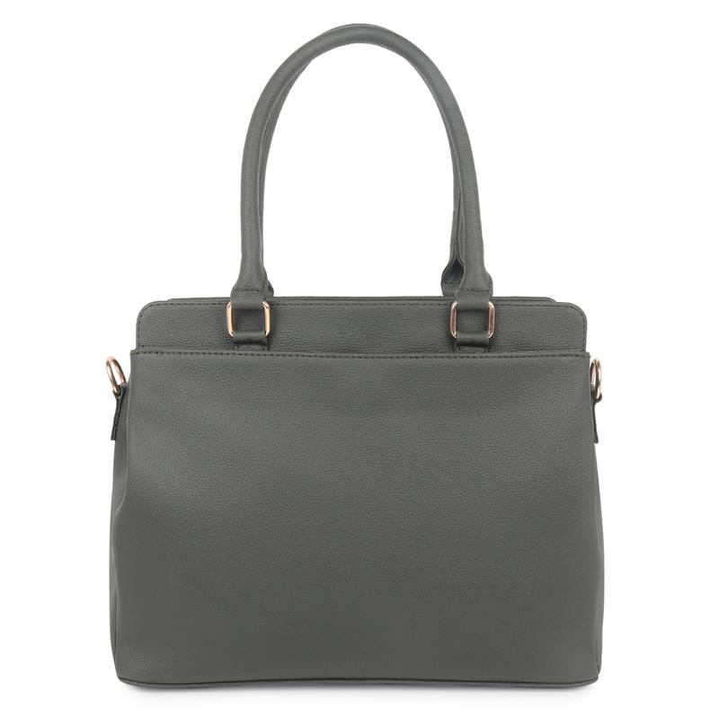 Green Solid Embroidery Handheld Bag