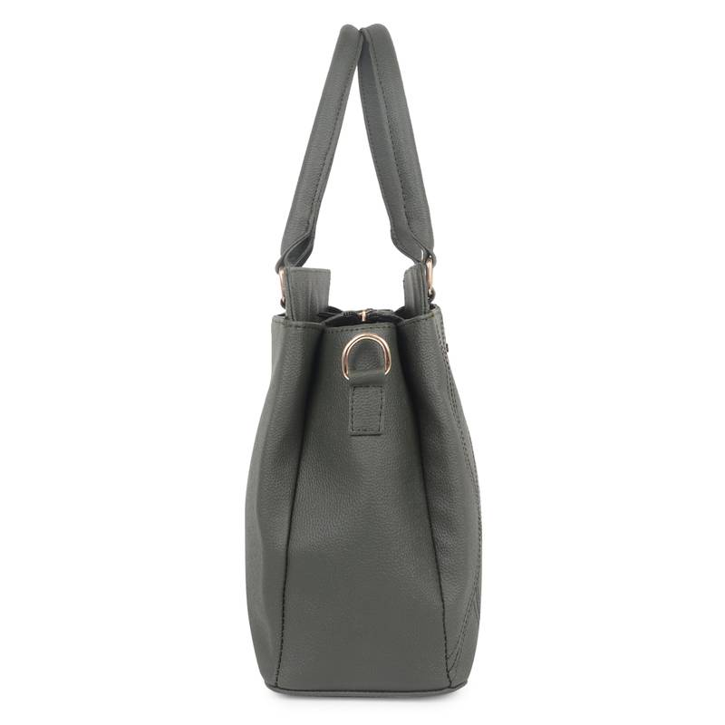 Green Solid Embroidery Handheld Bag