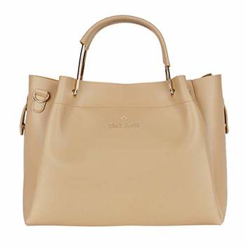 Beige Solid Handheld Bag with Sling Bag 2
