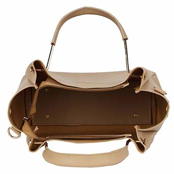 Beige Solid Handheld Bag with Sling Bag 3