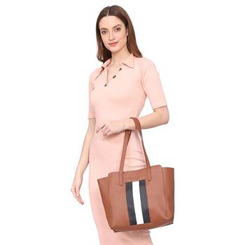 Women Tan Solid Tote Bag 4