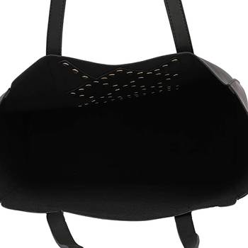 Women Black Solid Shopper Tote Bag 4