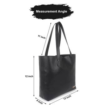 Women Black Shopper Tote Bag With Sling , Pouch & Card Holder 2