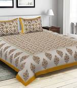 Jaipuri Sanganeri Prints Cotton Bed Sheet For Double Bed With Two Pillow Cover Size 90 x 100 Inch