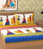 Jaipuri Sanganeri Prints Cotton Bed Sheet For Double Bed With Two Pillow Cover Size 90 x 100 Inch