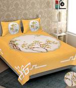 Jaipuri Sanganeri Prints Cotton Bed Sheet For Double Bed With Two Pillow Cover Size 90 x 100 Inch