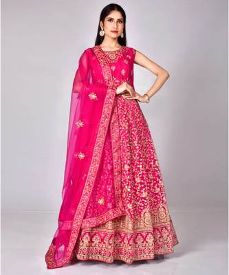 Pink Embroidered Soft Net Wedding Anarkali Salwar Kameez 1