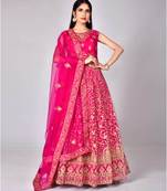 Pink Embroidered Soft Net Wedding Anarkali Salwar Kameez