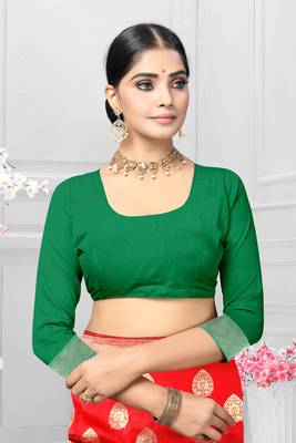 Red woven silk saree with blouse 5
