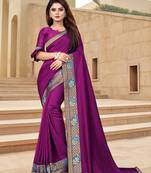 Purple woven silk saree with blouse