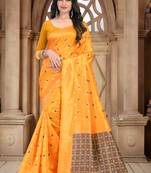Yellow Woven Art silk Saree With Blouse