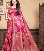 Magenta Woven Silk Blend Saree With Blouse