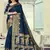 Dark Blue Woven Silk Blend Saree With Blouse