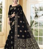Black Woven Silk Blend Saree With Blouse