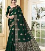Green Woven Silk Blend Saree With Blouse