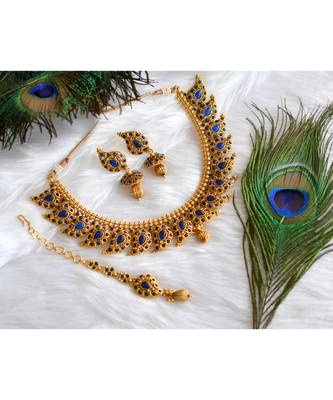 Antique blue mango necklace set dj-01263 1