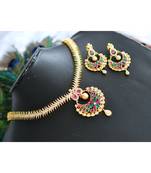 Gold tone Cz ruby necklce set dj-01273