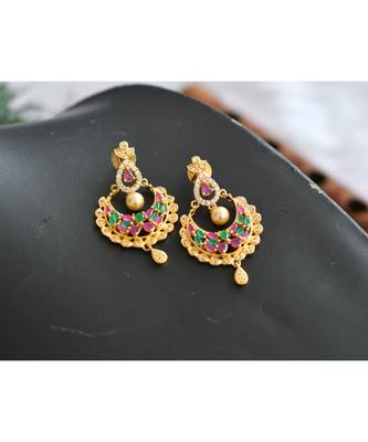 Gold tone Cz ruby necklce set dj-01273 2