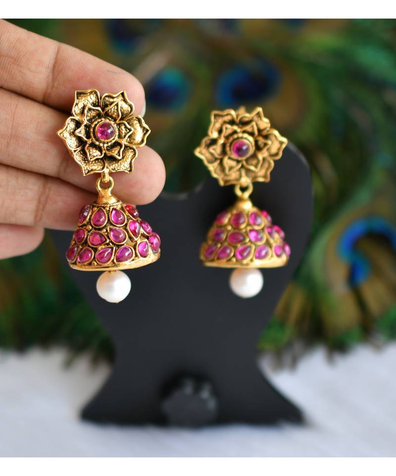 Antique kemp floral jhumkkas dj-01225