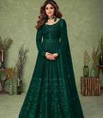 Dark-green embroidered georgette salwar