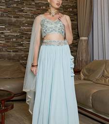  Turquoise Crush Work Faux Georgette Lehenga Choli