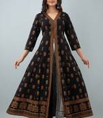 ftDiva Women Open Frong Anarkali kurta With Pant Set  in Multi