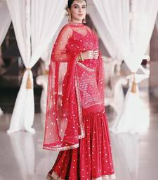 Red Georgette Sequins Work Sharara Suit