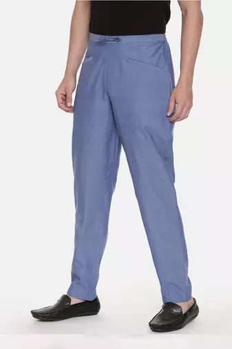 Blue Cotton Drawstring Pants