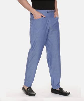 Blue Cotton Drawstring Pants 4
