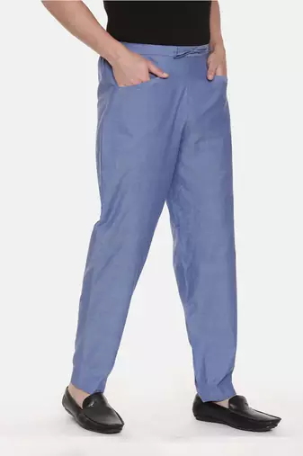 Blue Cotton Drawstring Pants