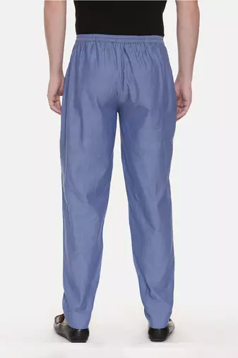 Blue Cotton Drawstring Pants