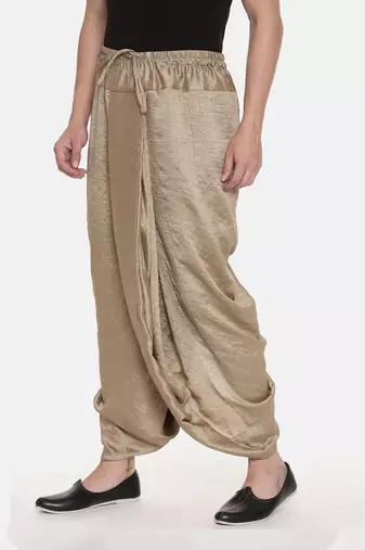 Gold Slub Silk Dhoti Pant