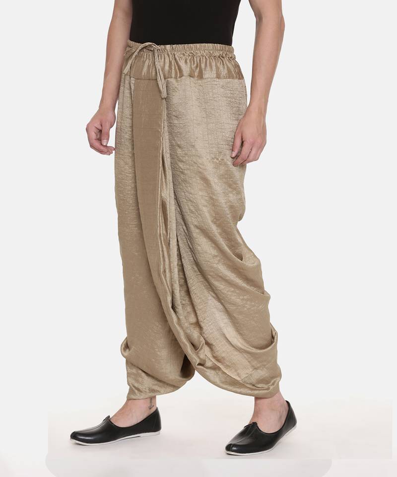Gold Slub Silk Dhoti Pant