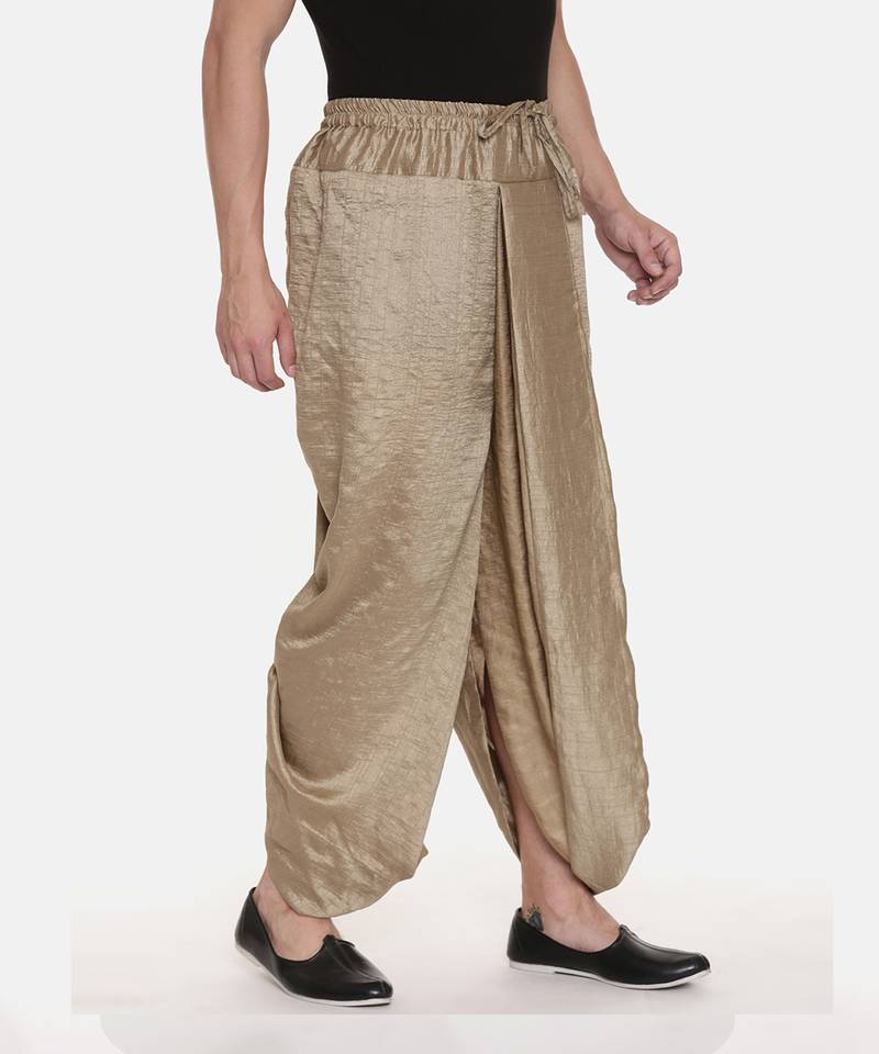 Gold Slub Silk Dhoti Pant