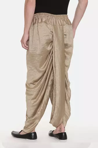 Gold Slub Silk Dhoti Pant